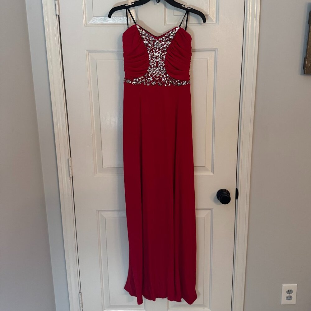 BCX Strapless Red Prom Dress